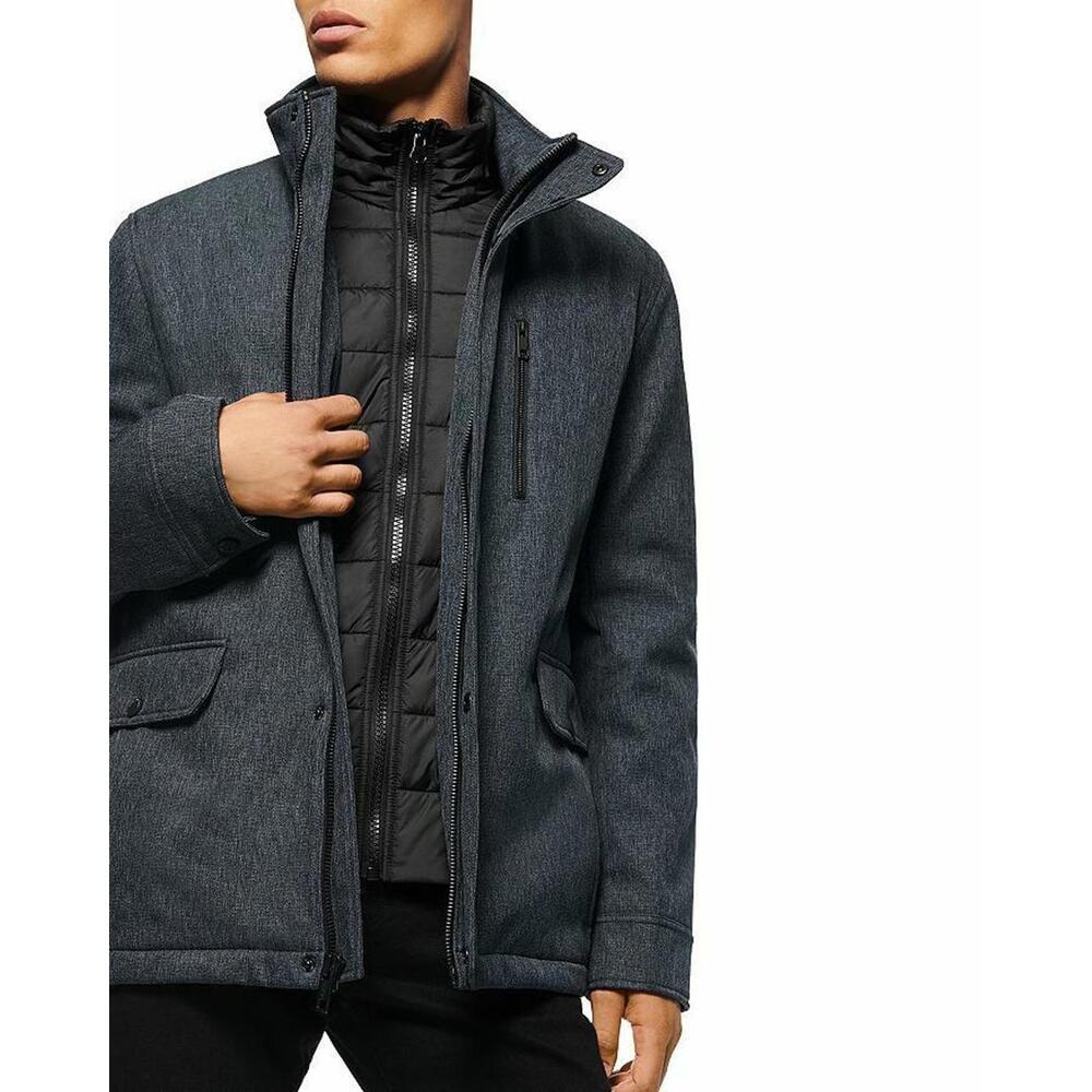 Marc New York Men's Mullins Melange Tech Shell Mid Length Jacket With Bib Size L